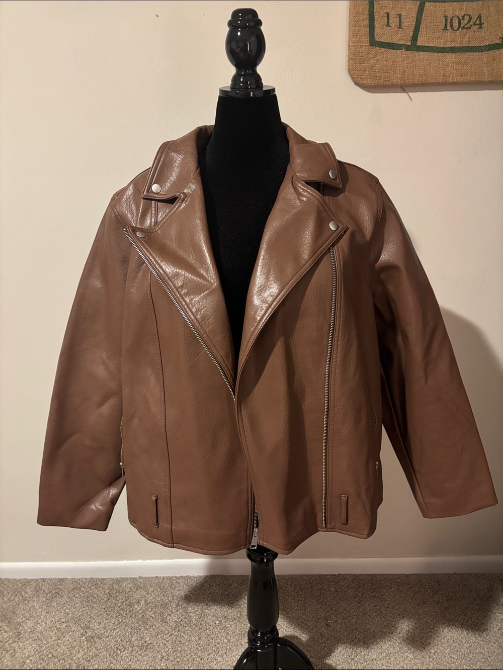 Old Navy Brown Faux Leather Moto Jacket